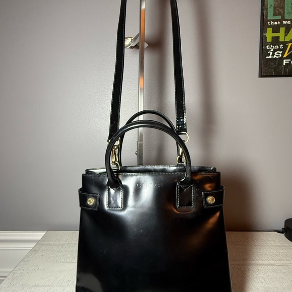 Gucci Vintage Black Leather Shoulder Bag w/COA - Picture 5 of 12